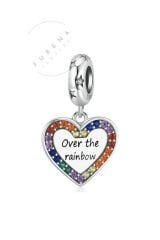 Over The Rainbow Yazılı Kalp Sallantılı Charm