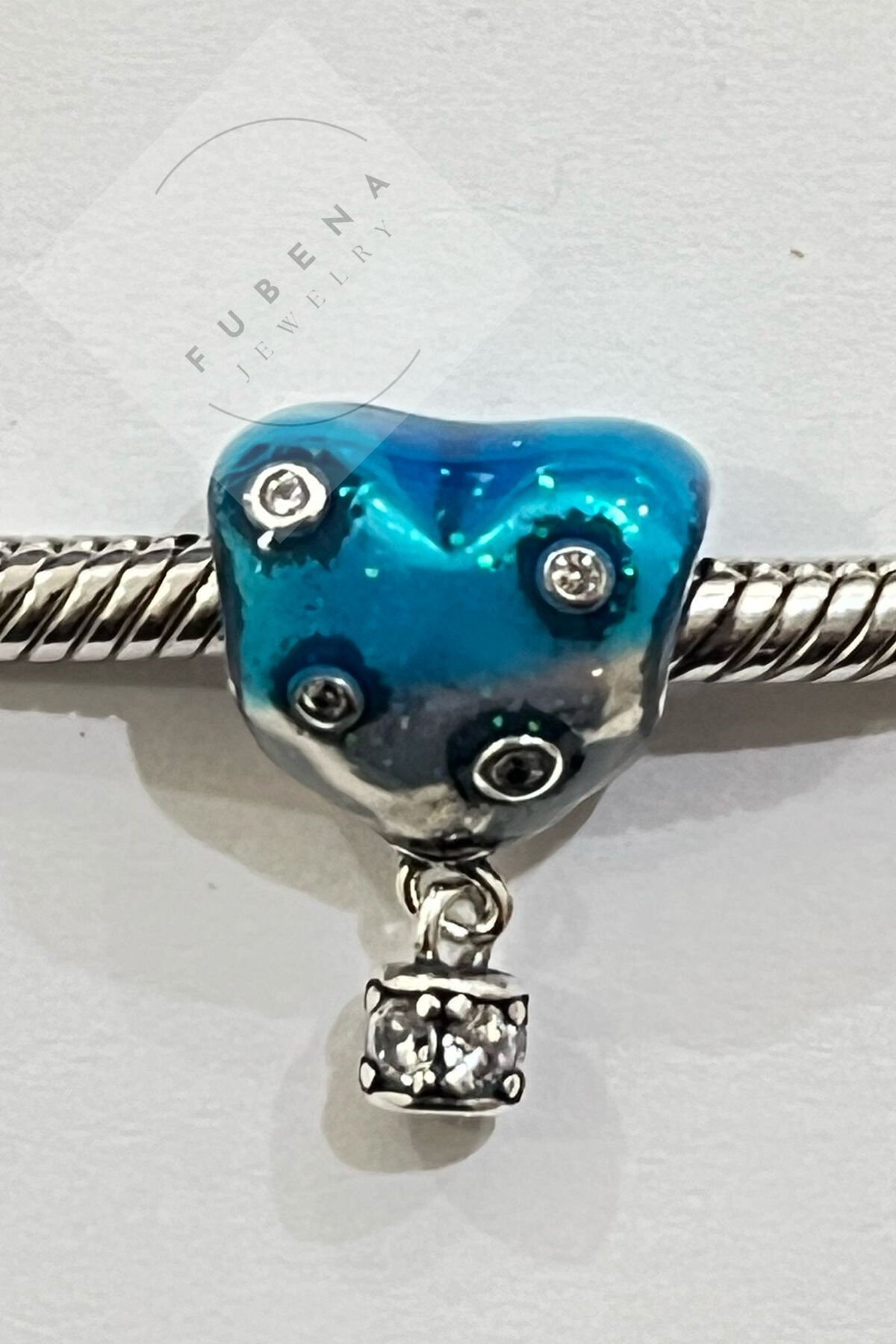 Mavi ve Gümüş Balon Sallantılı Charm