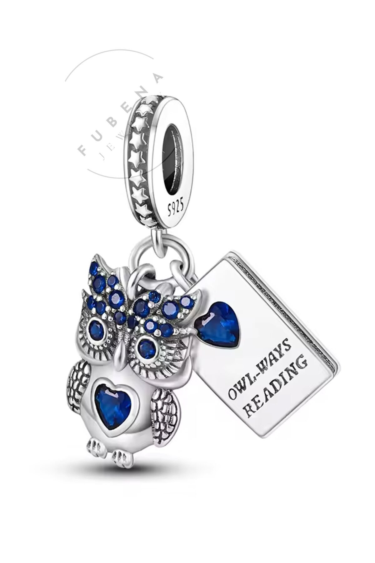 Mavi Taşlı Baykuş ve Kitabı Sallantılı Charm