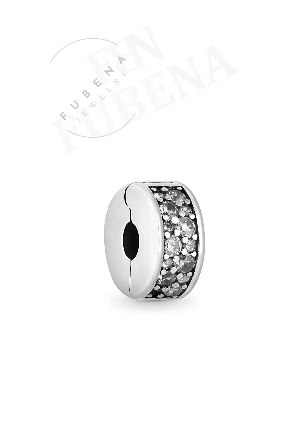 925 Ayar Gümüş Şeffaf Pavé Klips Charm